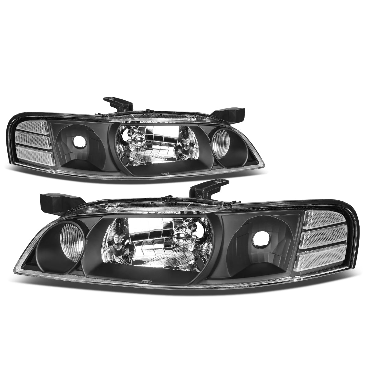 DNA Motoring, 00-01 Nissan Altima Headlights - Black Housing Clear Corner