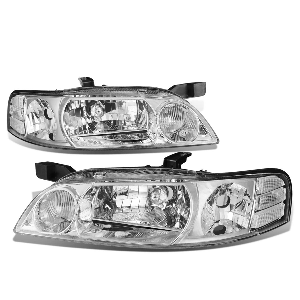 DNA Motoring, 00-01 Nissan Altima Headlights - Chrome Housing Clear Corner