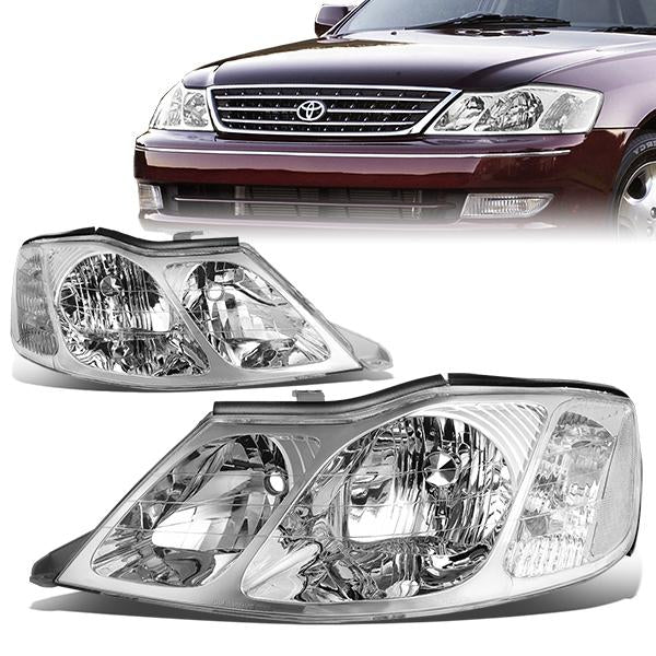 DNA Motoring, 00-04 Toyota Avalon Headlights - Chrome Housing Clear Corner