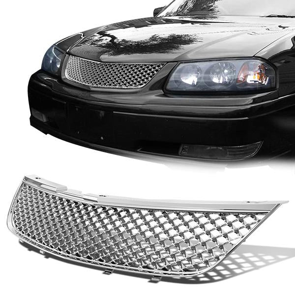 CAAP, 00-05 Chevy Impala Front Grille - Badgeless Diamond Mesh - Chrome