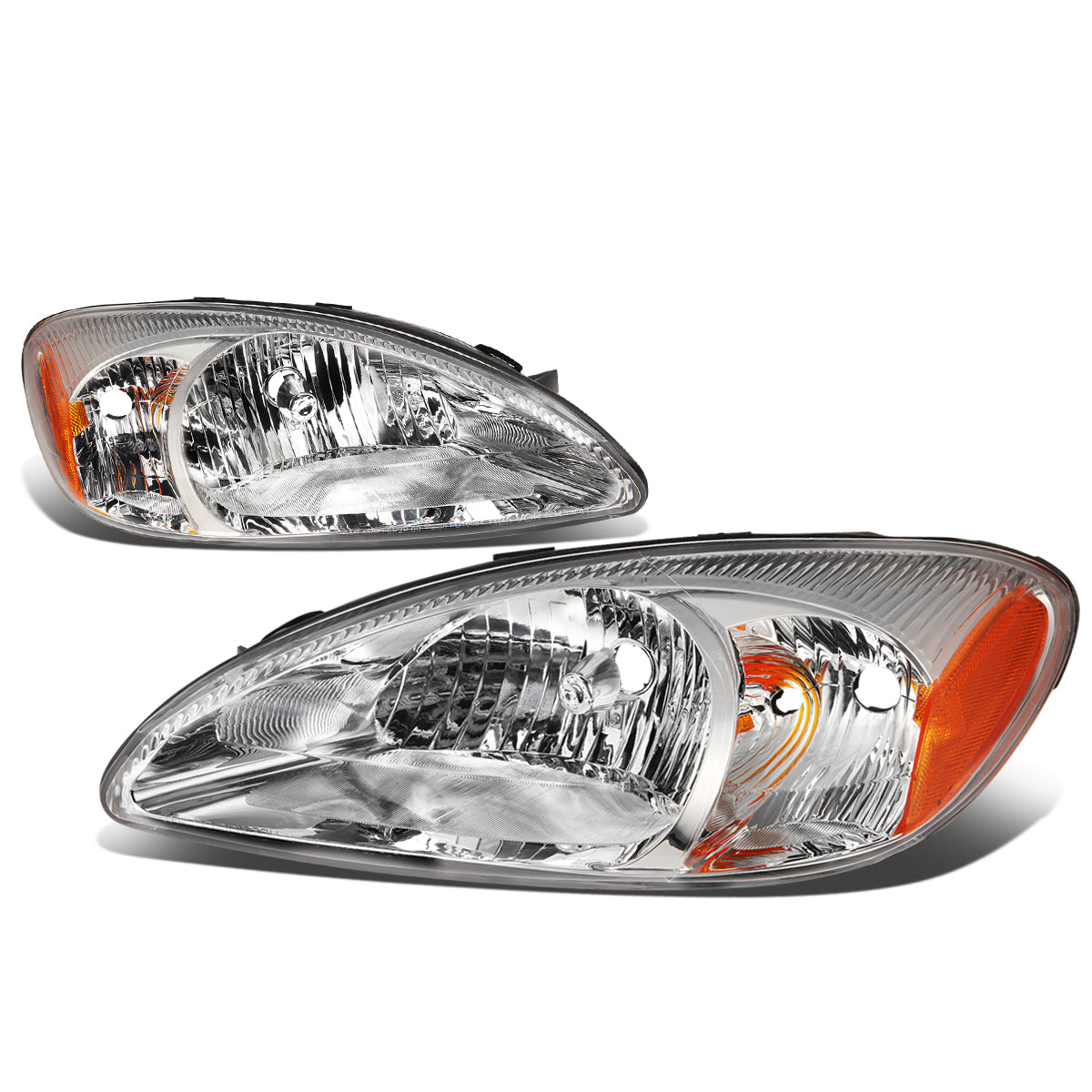 DNA Motoring, 00-07 Ford Taurus Headlights - Chrome Housing Amber Corner