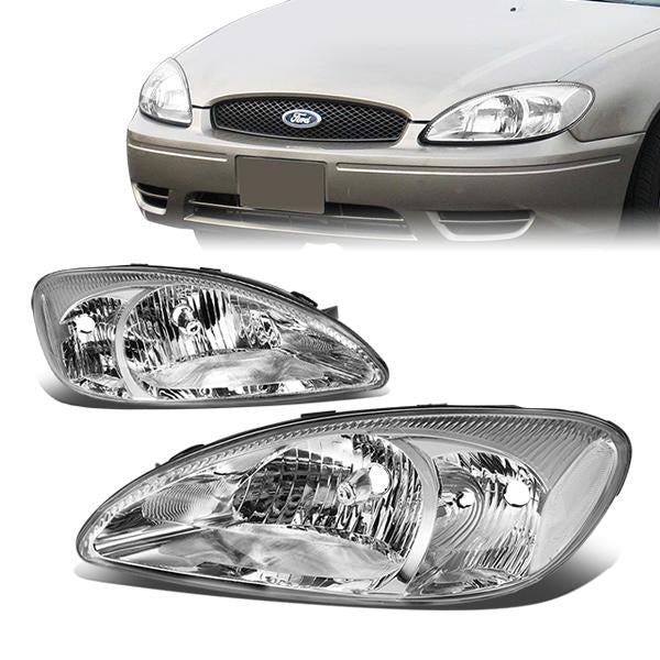 DNA Motoring, 00-07 Ford Taurus Headlights - Chrome Housing Clear Corner