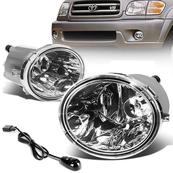 DNA Motoring, 00-07 Toyota Tundra 01-07 Sequioa Clear Lens Fog Lights - w/Switch+Bulbs