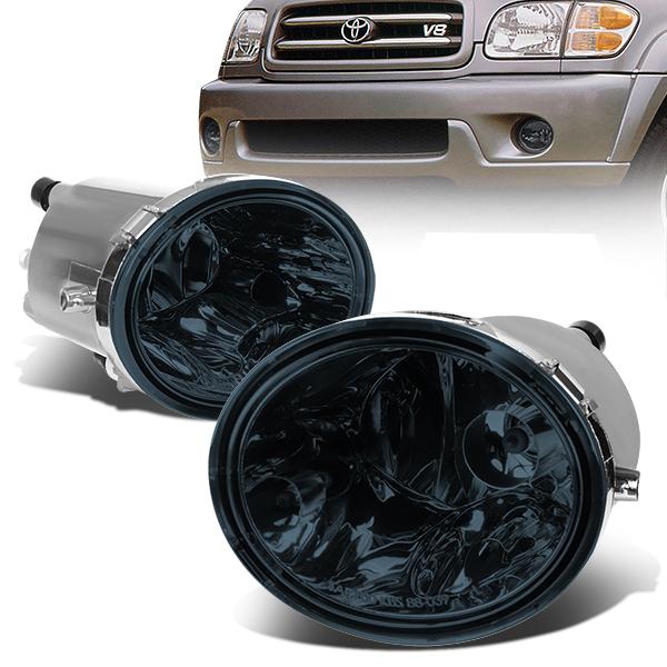 DNA Motoring, 00-07 Toyota Tundra Sequoia Smoked Lens Fog Lights - w/Light Bulbs