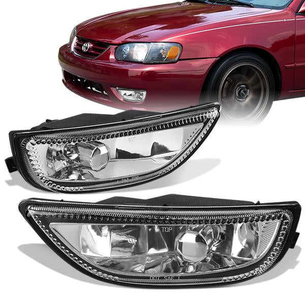 DNA Motoring, 01-02 Toyota Corolla Clear lens Fog Lights - w/Light Bulbs