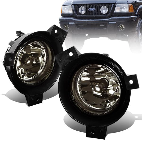 DNA Motoring, 01-03 Ford Ranger Smoked Lens Replacement Fog Lights - w/Light Bulbs