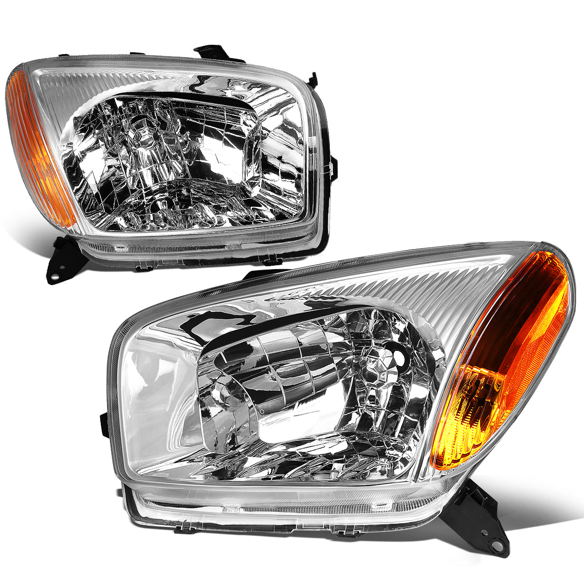 DNA Motoring, 01-03 Toyota RAV4 Headlights - Chrome Housing Amber Corner