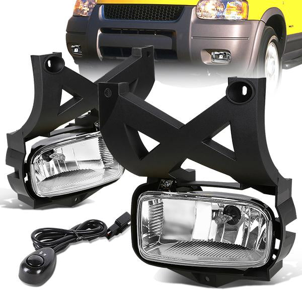 DNA Motoring, 01-04 Ford Escape Clear Lens Fog Lights - w/Switch+Bulbs