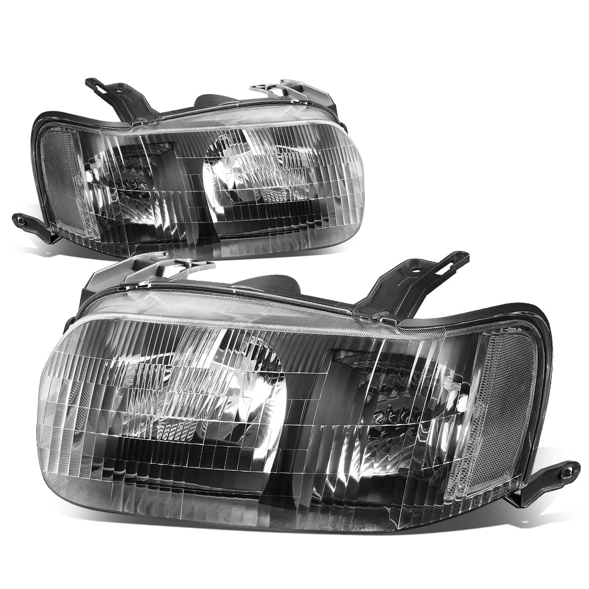 DNA Motoring, 01-04 Ford Escape Headlights - Black Housing Clear Corner