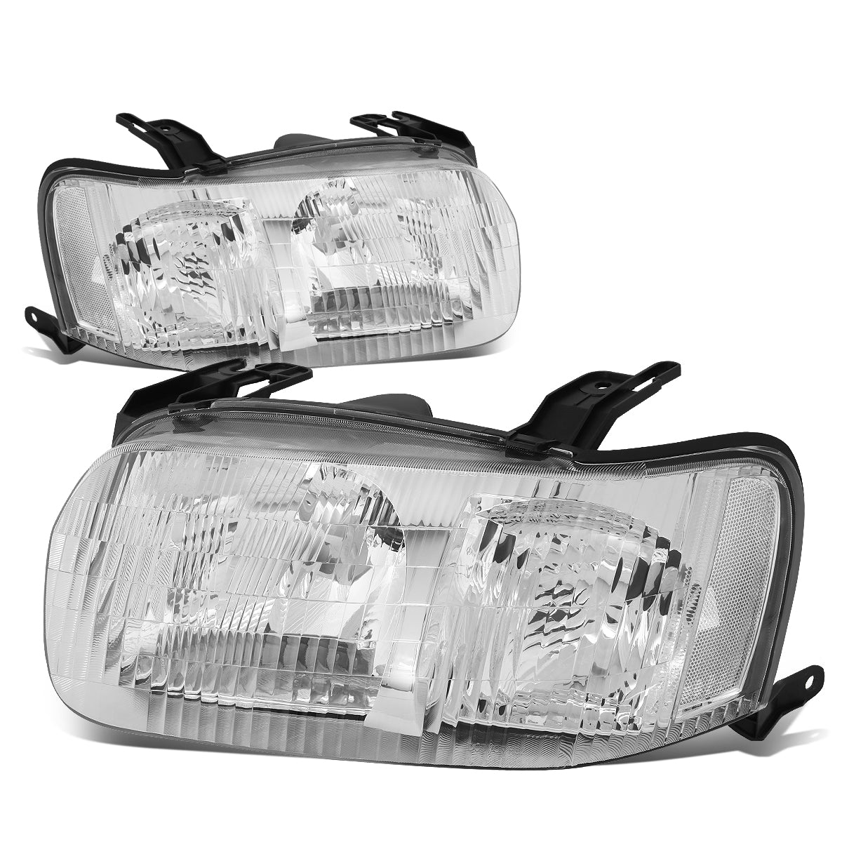 DNA Motoring, 01-04 Ford Escape Headlights - Chrome Housing Clear Corner