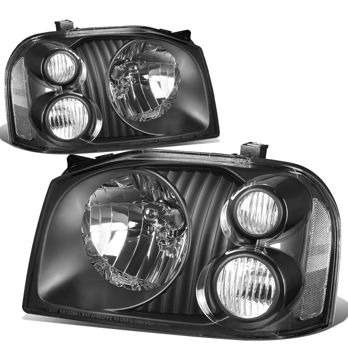 DNA Motoring, 01-04 Nissan Frontier Headlights - Black Housing Clear Corner