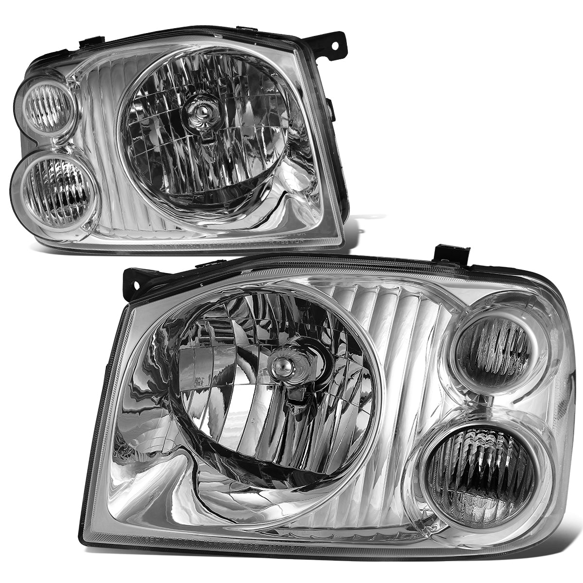 DNA Motoring, 01-04 Nissan Frontier Headlights - Chrome Housing Clear Corner