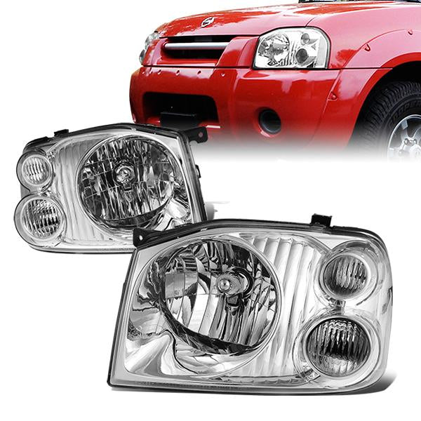 DNA Motoring, 01-04 Nissan Frontier Headlights - Chrome Housing Clear Corner