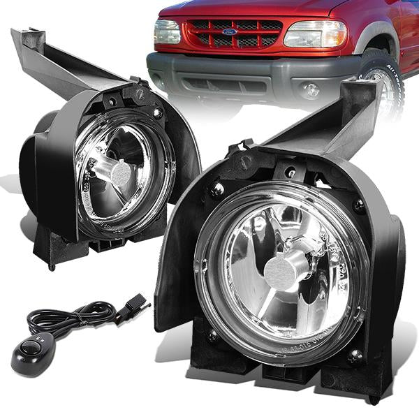 DNA Motoring, 01-05 Ford Explorer Sport Trac Clear Lens Fog Lights - w/Switch+Bulbs