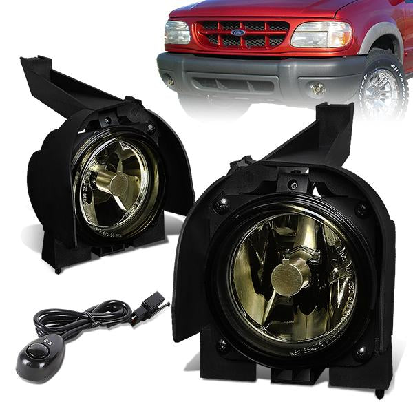 DNA Motoring, 01-05 Ford Explorer Sport Trac Smoked Lens Fog Lights - w/Switch+Bulbs