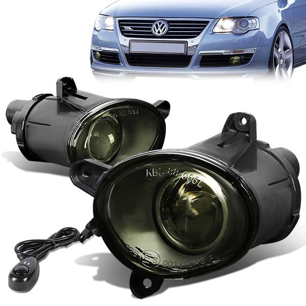 DNA Motoring, 01-05 Volkswagen Passat Smoked Lens Projector Fog Lights - w/Switch+Bulbs