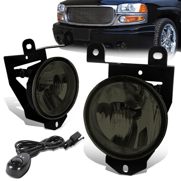 DNA Motoring, 01-09 GMC Yukon XL Sierra 1500 Denali Smoked Lens Fog Lights - w/Switch+Bulbs