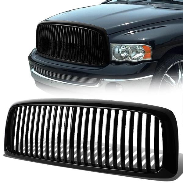 CAAP, 02-05 Dodge Ram 1500 2500 3500 Front Grille - Badgeless Vertical Style - Black