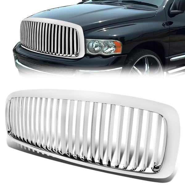 CAAP, 02-05 Dodge Ram 1500 2500 3500 Front Grille - Badgeless Vertical Style - Chrome