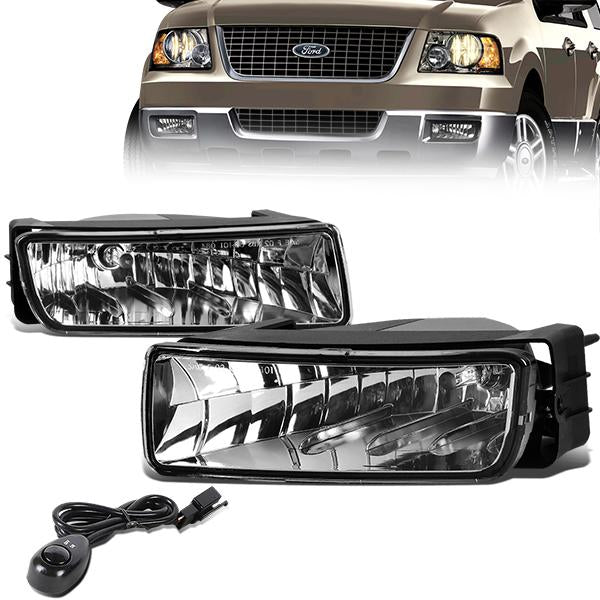 DNA Motoring, 03-06 Ford Expedition Clear Lens Fog Lights - w/Switch+Bulbs