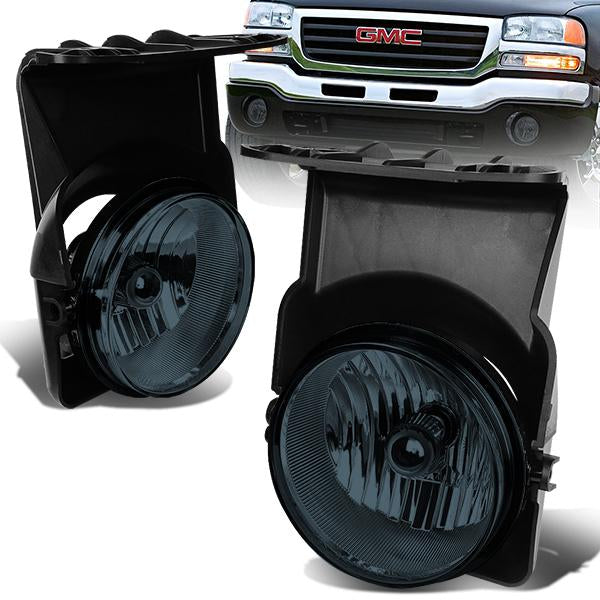 DNA Motoring, 03-06 GMC Sierra 1500 2500 HD 3500 Smoked Lens Fog Lights - w/Light Bulbs