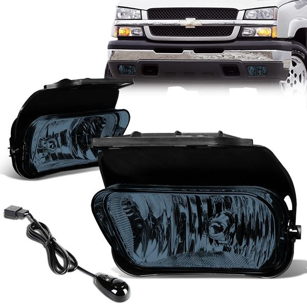 DNA Motoring, 03-07 Chevy Silverado 1500 2500 3500 HD Classic Smoked Lens Fog Lights - w/Switch+Bulbs