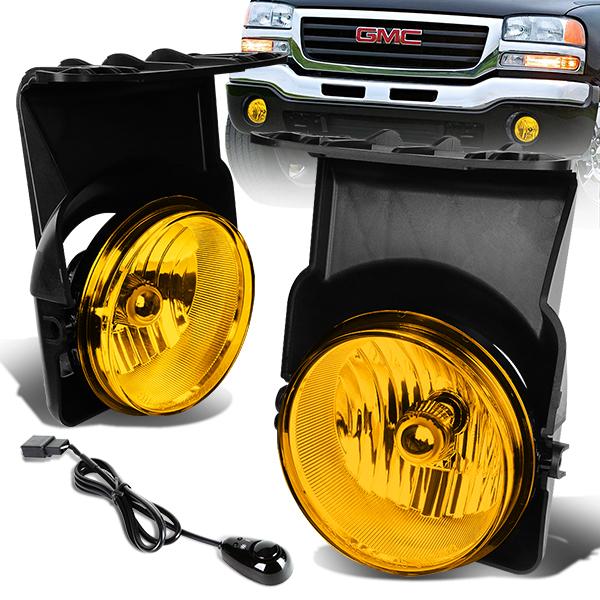 DNA Motoring, 03-07 GMC Sierra 1500 2500 3500 Classic Amber Lens Fog Lights - w/Switch