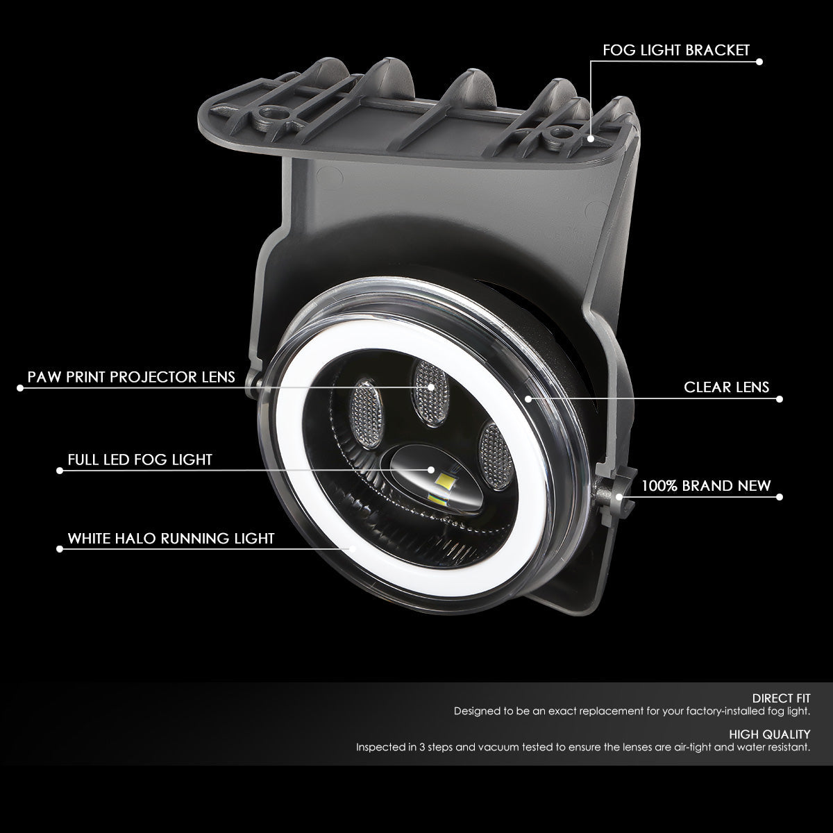 DNA Motoring, 03-07 GMC Sierra 1500 2500 3500 Classic Projector LED Fog Lights+Switch (Clear Lens)