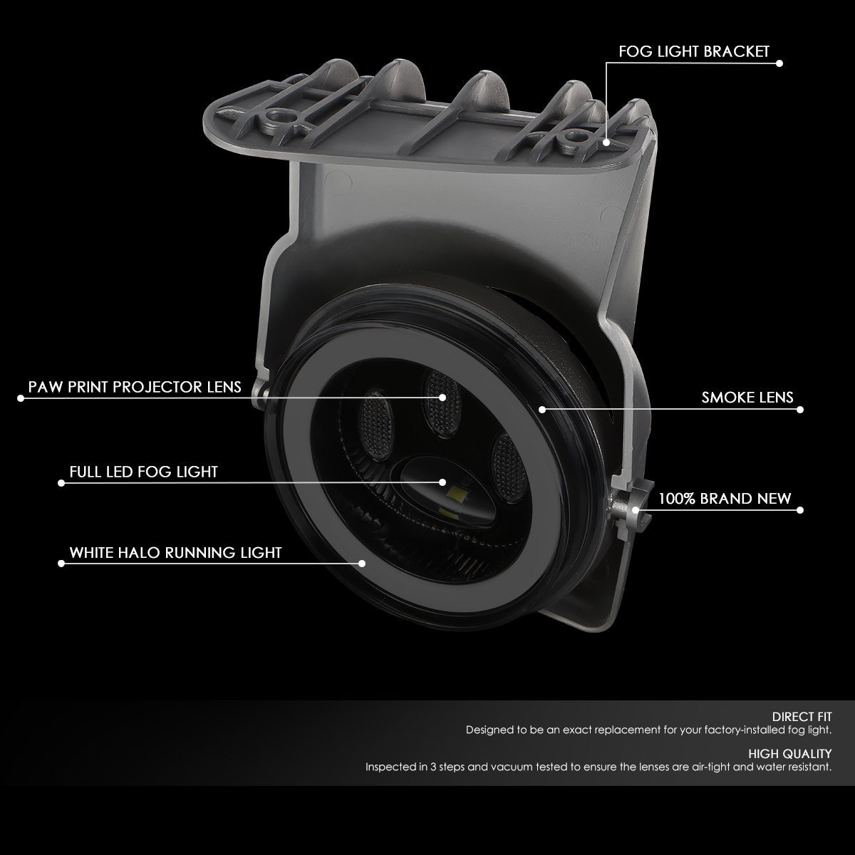 DNA Motoring, 03-07 GMC Sierra 1500 2500 3500 Classic Projector LED Fog Lights+Switch (Smoked Lens)