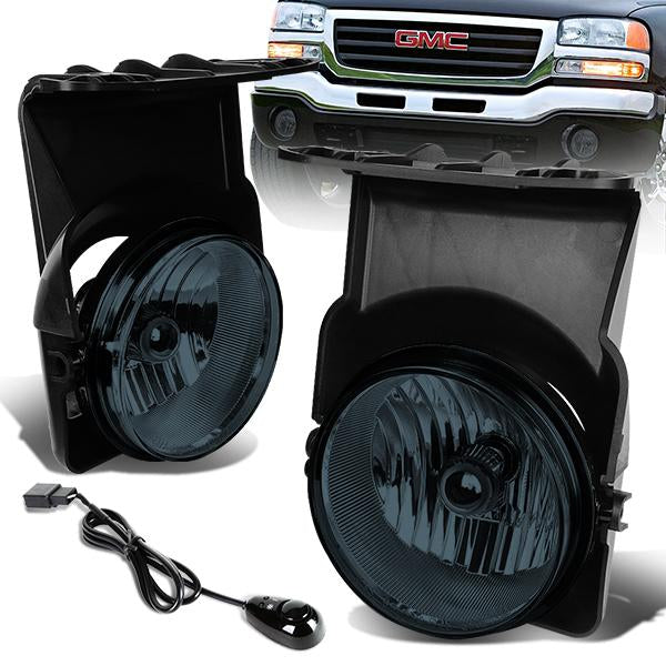 DNA Motoring, 03-07 GMC Sierra 1500 2500 3500 Classic Smoked Lens Fog Lights - w/Switch