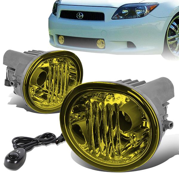 DNA Motoring, 03-10 Toyota Matrix Scion tC Pontiac Vibe Amber Lens Fog Lights - w/Switch+Bulbs