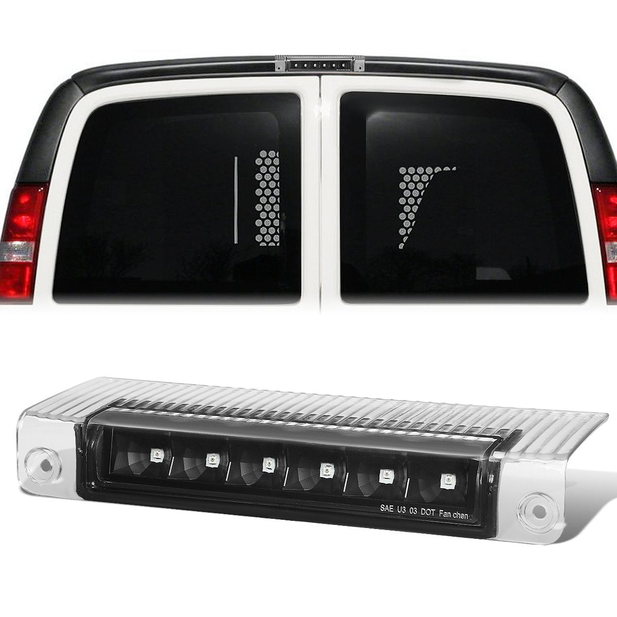 Nuvision Lighting, 03-17 Chevy Express GMC Savana 1500 2500 3500 LED 3rd Brake Light - Black Housing