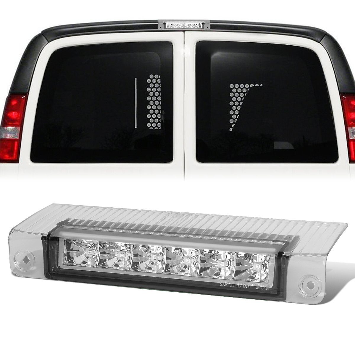 Nuvision Lighting, 03-17 Chevy Express GMC Savana 1500 2500 3500 LED 3rd Brake Light - Clear Lens