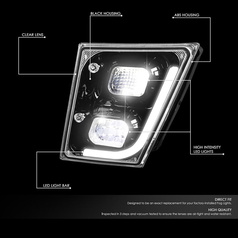 DNA Motoring, 03-17 Volvo VN VNL VNM VNX Black Housing 3D LED Fog Lights