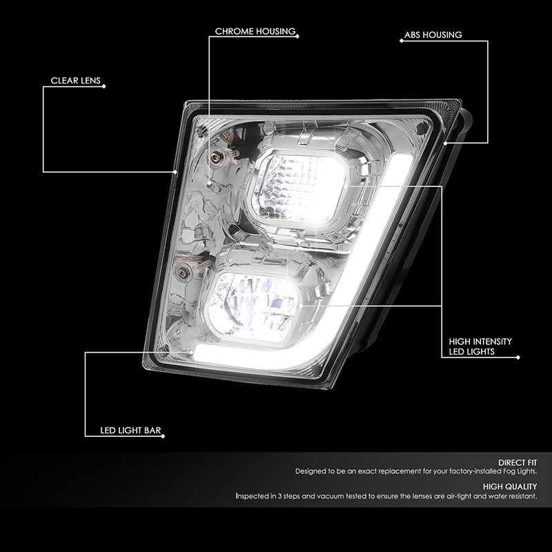 DNA Motoring, 03-17 Volvo VN VNL VNM VNX Chrome Housing 3D LED Fog Lights