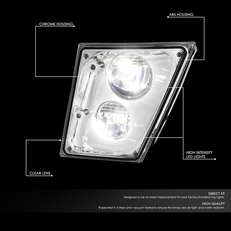 DNA Motoring, 03-17 Volvo VN VNL VNM VNX Chrome Housing LED Fog Lights