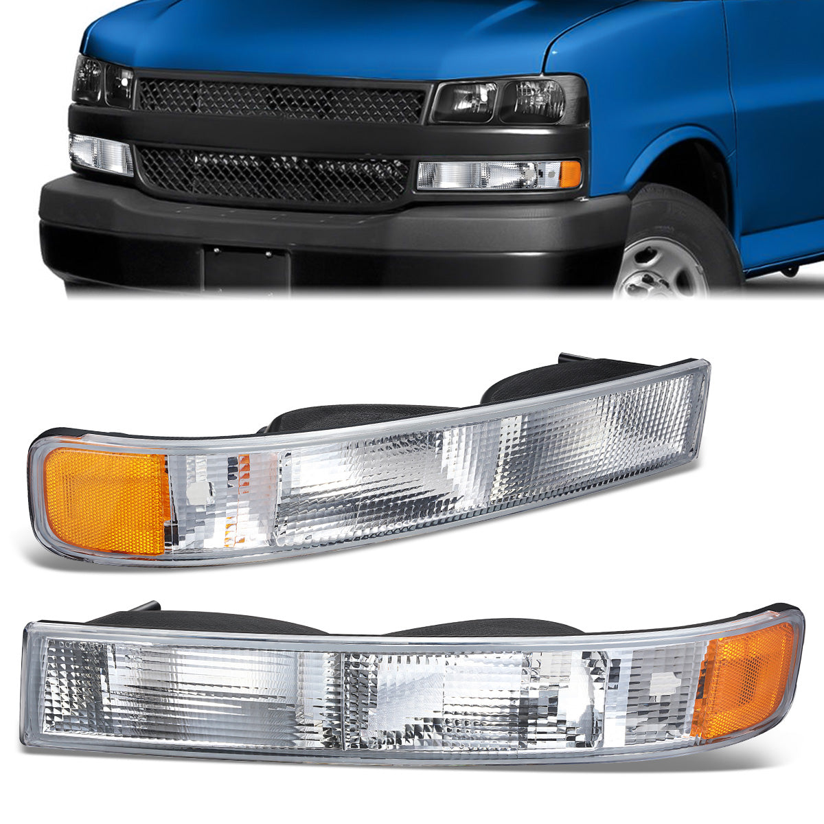 Nuvision Lighting, 03-22 Chevrolet Express GMC Savana 1500 2500 3500 Turn Signal Parking Lights - Amber