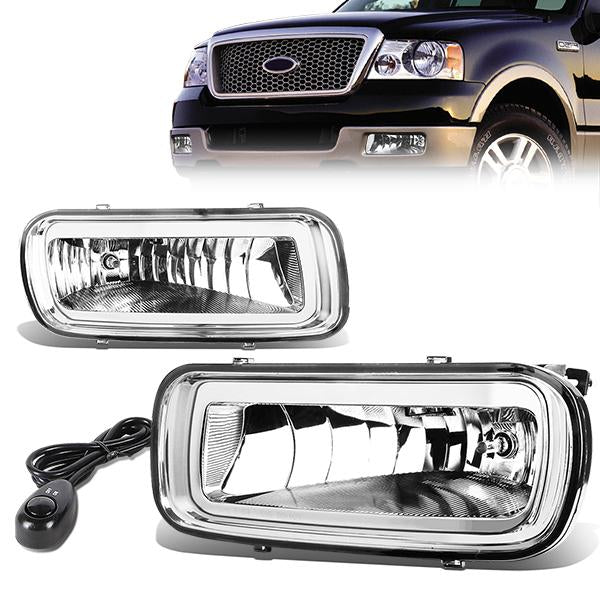 DNA Motoring, 04-06 Ford F150 Lincoln Mark LT Clear Lens Fog Lights - w/Switch+Bulbs