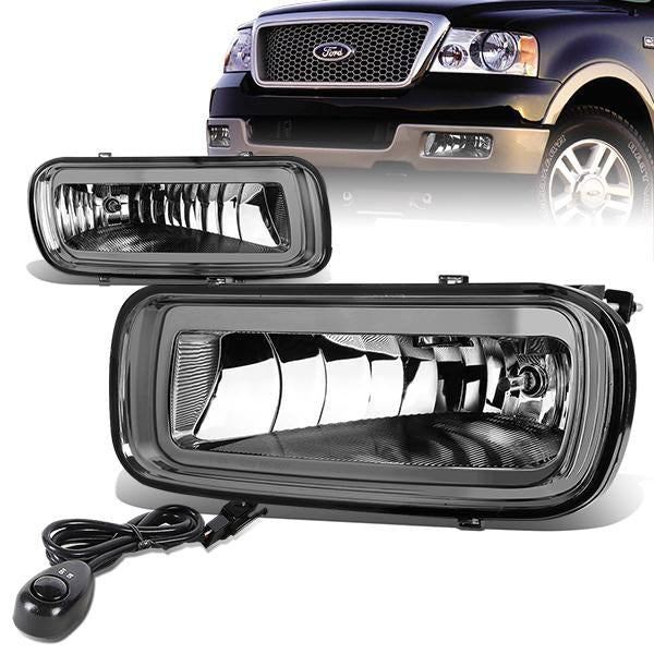 DNA Motoring, 04-06 Ford F150 Lincoln Mark LT Smoked Lens Fog Lights - w/Switch+Bulbs