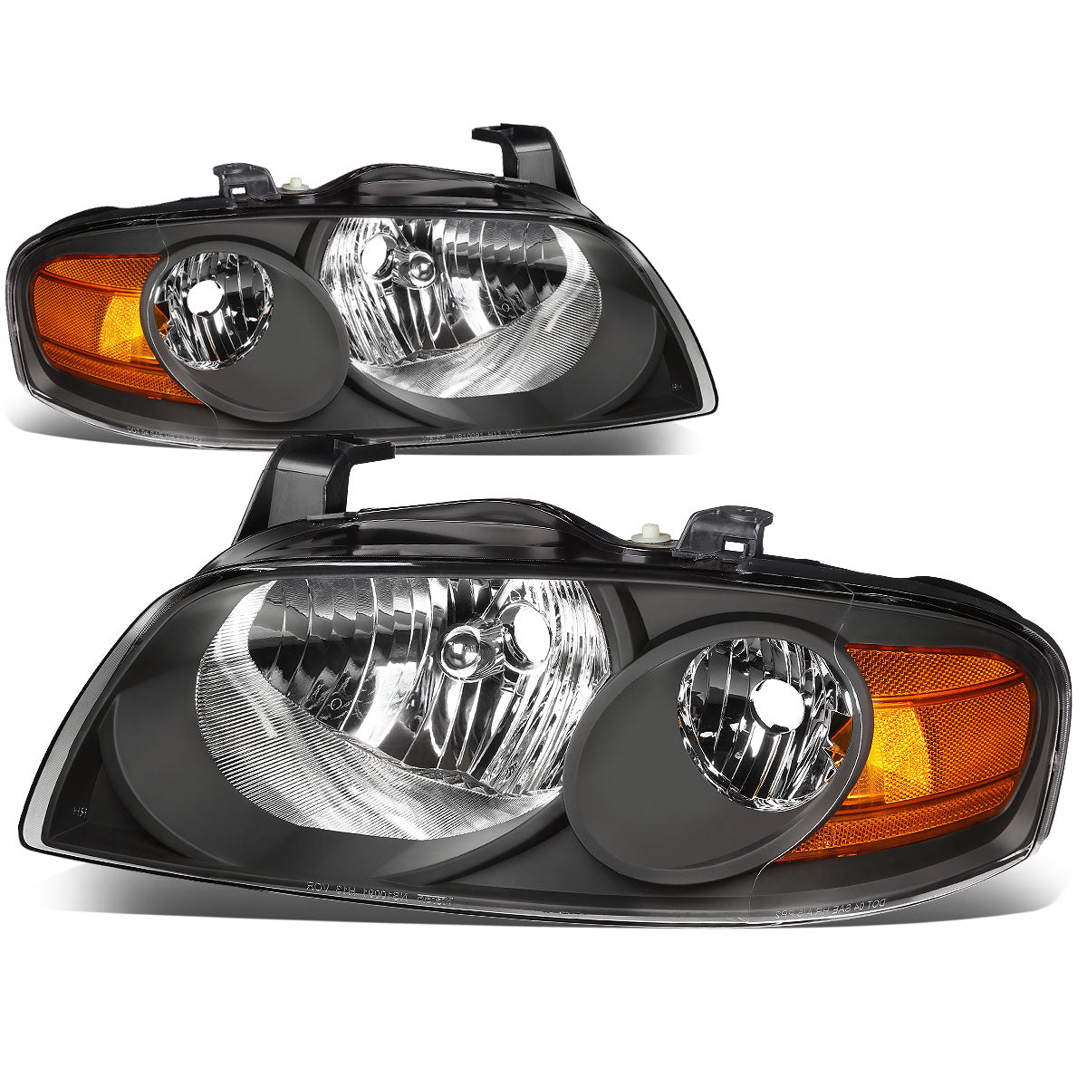 DNA Motoring, 04-06 Nissan Sentra Headlights - Black Housing Amber Corner