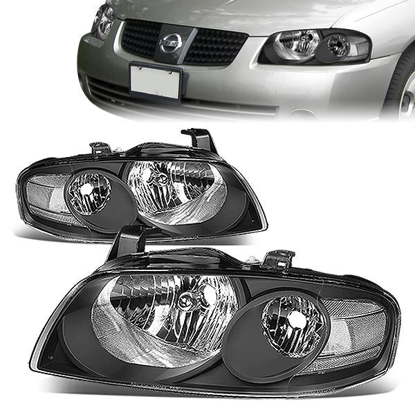 DNA Motoring, 04-06 Nissan Sentra Headlights - Black Housing Clear Corner