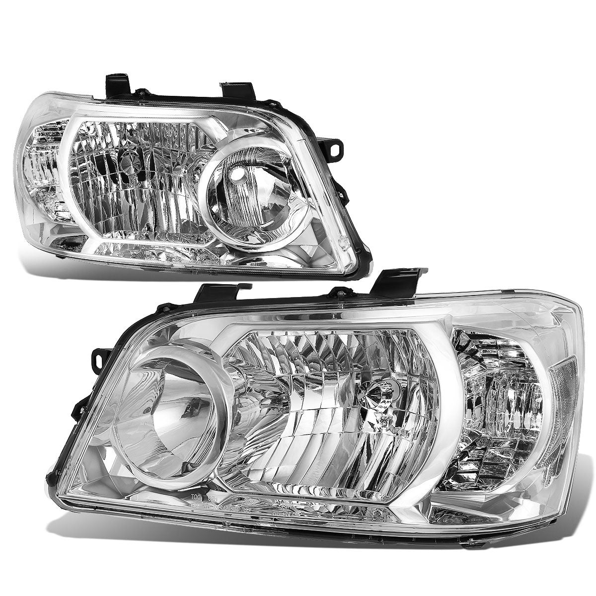 DNA Motoring, 04-06 Toyota Highlander Headlights - Chrome Housing Clear Corner