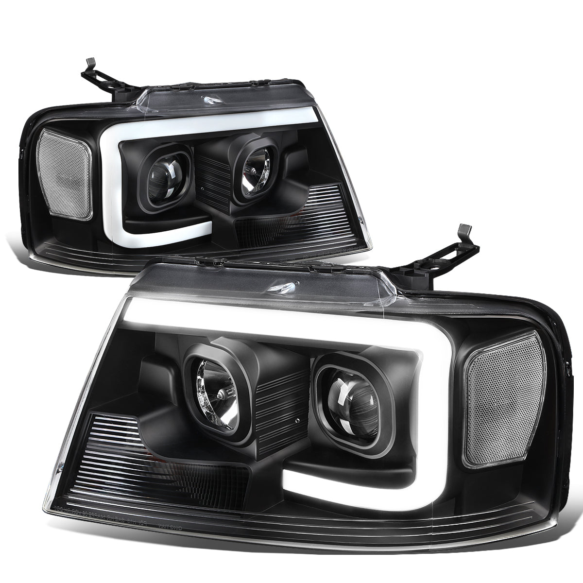 DNA Motoring, 04-08 Ford F150 Lincoln Mark LT LED DRL Projector Headlights - Black Housing Clear Corner