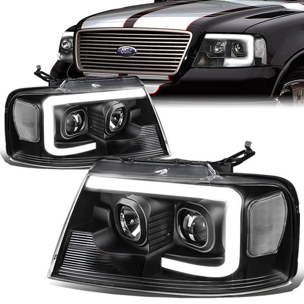 DNA Motoring, 04-08 Ford F150 Lincoln Mark LT LED DRL Projector Headlights - Black Housing Clear Corner