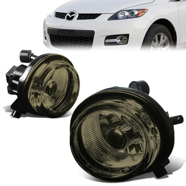 DNA Motoring, 04-16 Mazda MPV RX8 MX5 CX7 Smoked Lens Fog Lights - w/Light Bulbs