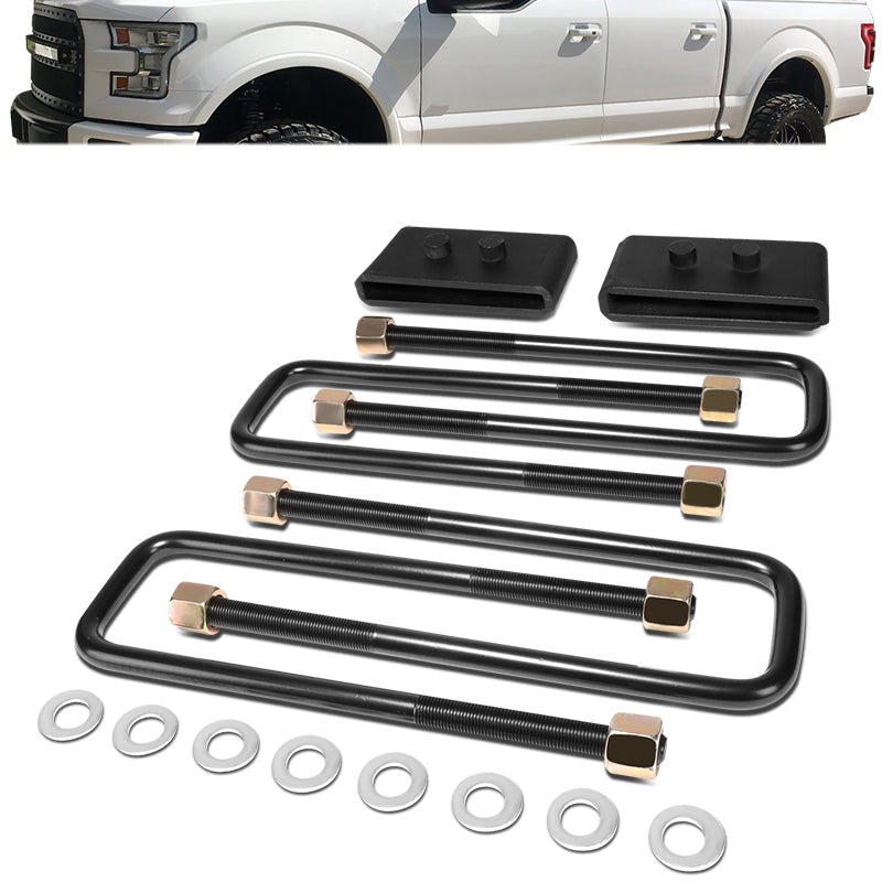 J2 Engineering, 04-22 Ford F150 RWD 1 in. Rear Lift Block Kit+ U-Bolts