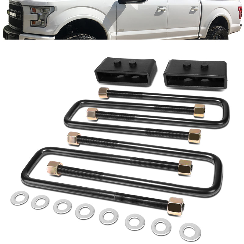 J2 Engineering, 04-22 Ford F150 RWD 1.5 in. Rear Lift Block Kit+ U-Bolts