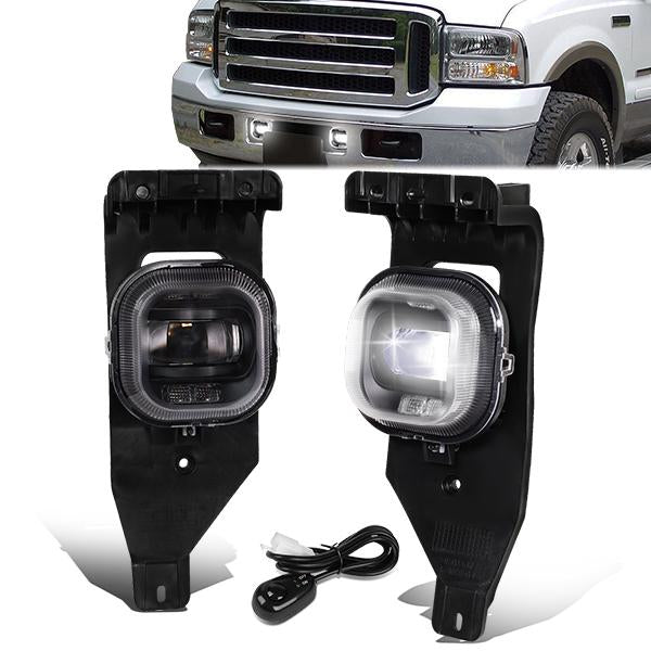 DNA Motoring, 05-07 Ford F250 F350 F450 F550 Super Duty Clear Lens Projector Fog Lights - w/Switch