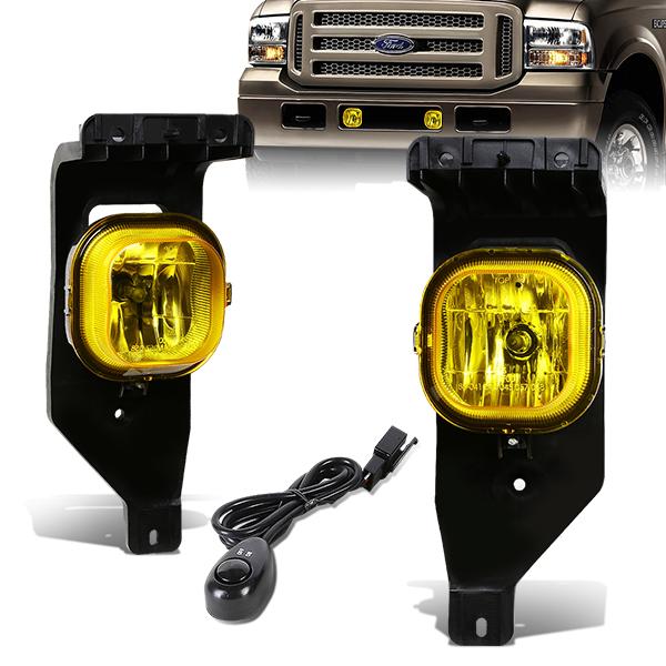 DNA Motoring, 05-07 Ford F250 F350 F450 F550 Super Duty Excursion Amber Lens Fog Lights - w/Switch