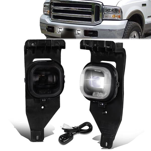 DNA Motoring, 05-07 Ford F250 F350 F450 F550 Super Duty Smoked Lens Projector Fog Lights - w/Switch